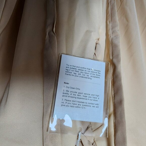 Warm Notices Champagne Lace & Chiffon Cocktail Dress Size 6 Elegant V-Neck - Picture 12 of 13